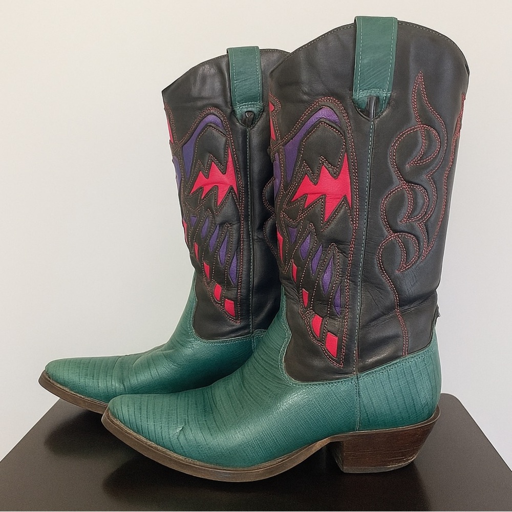 Vintage Nine West Leather Cowboy Boots 🤠 Size 8.5 Ladies Unisex Western